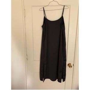 black slip dress